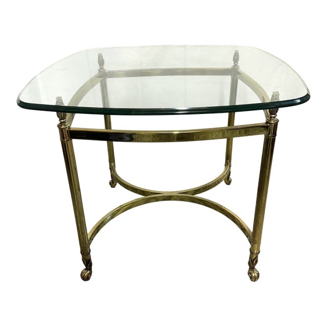 La Barge Brass Glass Top End Table For Sale