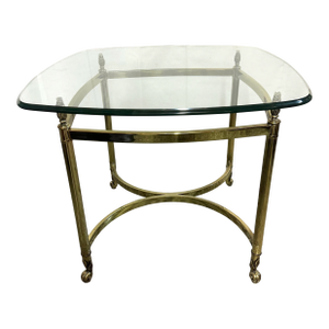 La Barge Brass Glass Top End Table