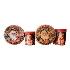 Vintage Victorian Christmas Tins St Nick Nicolaus Santa Set 4