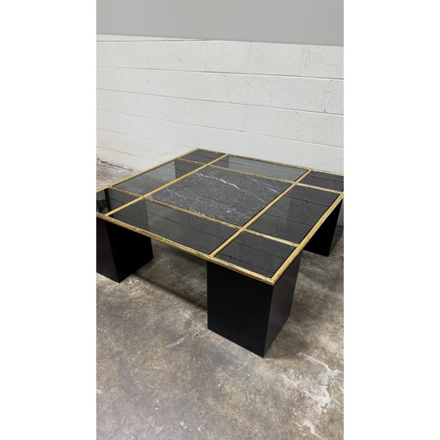 Contemporary Marble Glass Brass Coffee Table For Sale - Image 10 of 10