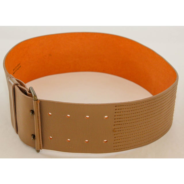 Contemporary Dries Van Noten Oversized Wide Leather Waist Belt For Sale - Image 3 of 12