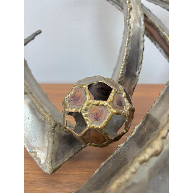 Mid-Century Modern Brutalist Mid Century Mixed Metal Orb Sculpture | by Monk 1975 For Sale - Image 3 of 11