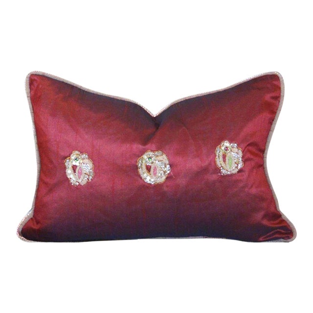 Red Peacock Sage Lumbar Pillow For Sale
