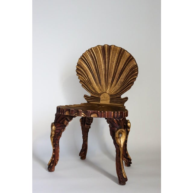 Gold Mid 20th Century Pair of Grotto Style Giltwood Side Chairs For Sale - Image 8 of 11
