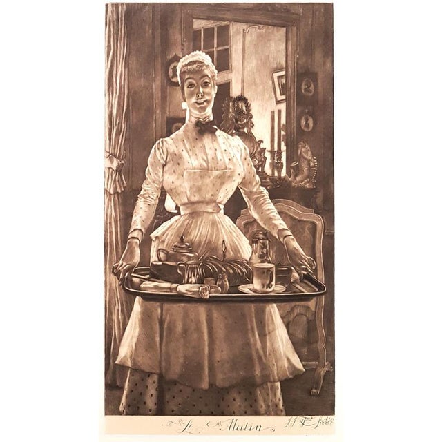 James Tissot, Le Matin Mezzotint, 1886, Etching on China Paper For Sale - Image 3 of 5