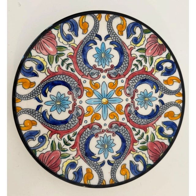 Vintage Spanish Ceramar Talavera Wall Plate Hand-Painted, Jewel Tone Colors, Wired and Ready to Hang. Decorative Ceramic...