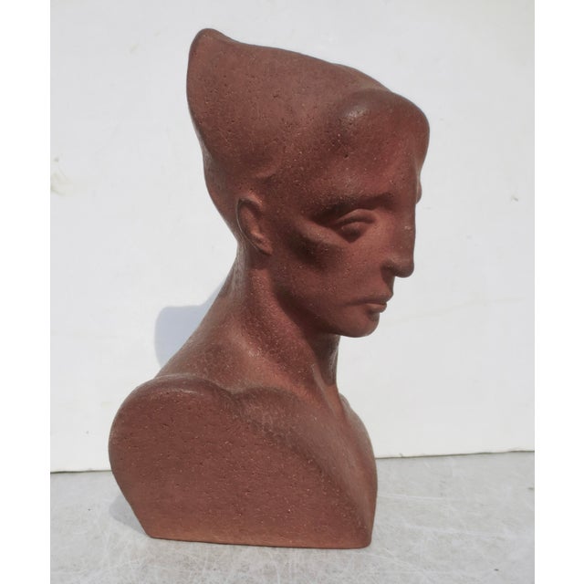 Art Deco Tera Cotta Bust Circa 1920s For Sale - Image 3 of 12