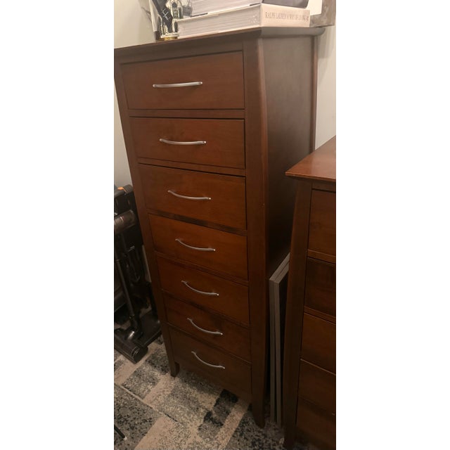 1990s Baronet Solid Maple 7-Drawer Tall Boy / Lingerie Chest For Sale - Image 4 of 10