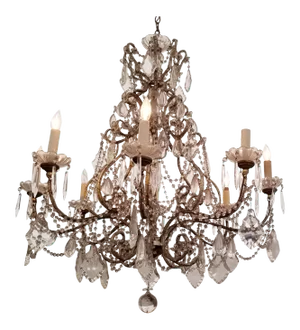 1940s Large Beaded Italian Chandelier