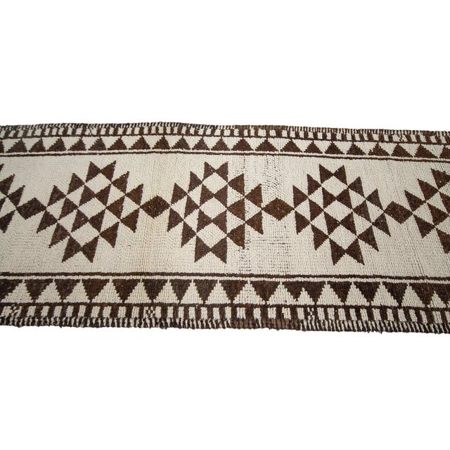 White & Brown Vintage Runner For Sale - Image 4 of 7