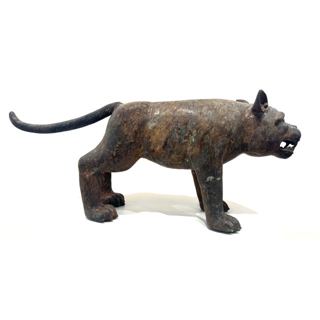 Metal Early 20th Century Large Vintage Bronze Mythical Feline Heavy For Sale - Image 7 of 12