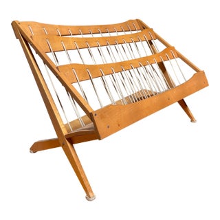 1950s Birch Wood Magazine Rack by Pic a Pipe - Vintage Atomic Style For Sale