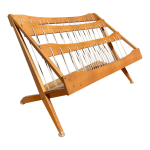 1950s Birch Wood Magazine Rack by Pic a Pipe - Vintage Atomic Style