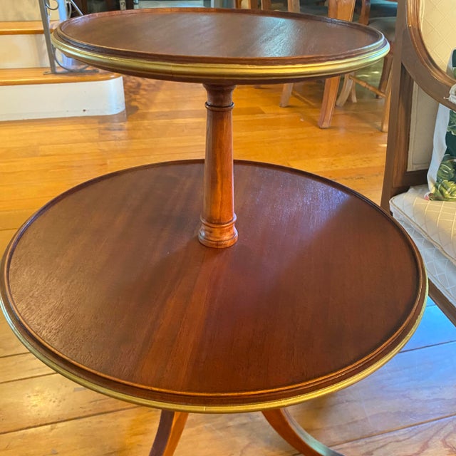 Round Tier Three Leg Regency Salon Table With Gold Claw Feet and Gold Accent For Sale - Image 9 of 18