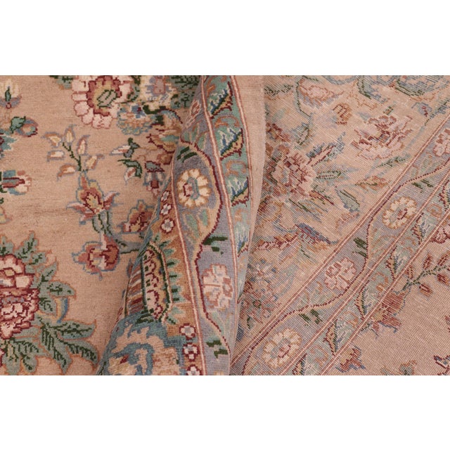 Textile Floral 1990's Pak-Persian Tan/Tan Wool Rug - 8'11'' X 11'11'' For Sale - Image 7 of 9