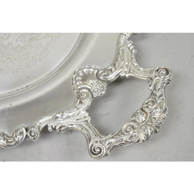 Vintage English Silver Mfg. Silver Plated Large Oval Butlers Platter Bar Tray For Sale - Image 15 of 17