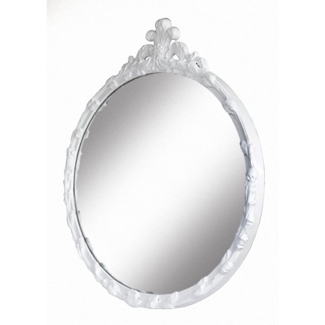 Shabby Chic Vintage Oval Mirror Floral Frame and Crown For Sale - Image 3 of 5