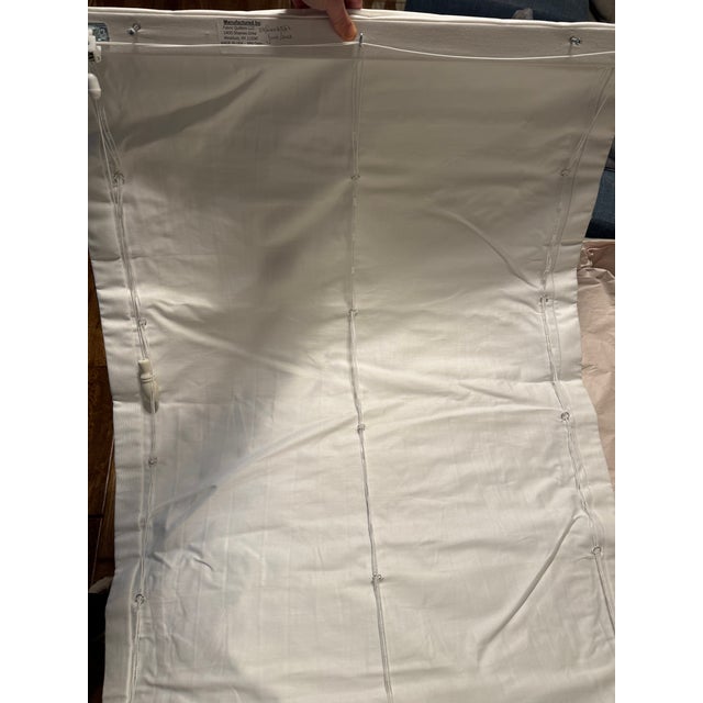 Custom Made Coastal Roman Shade With Samuel & Sons Maui Trim, Inside Mount For Sale - Image 11 of 12