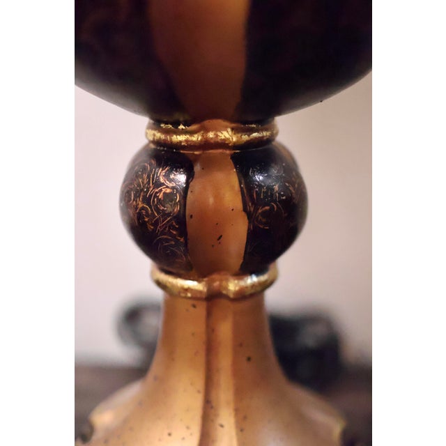 1970s 1970s Hollywood Regency Gold & Black Crystal Candelabra Table Lamp For Sale - Image 5 of 12