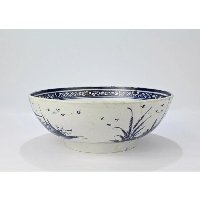 English Antique 18th/19th Century English Soft Paste Porcelain Punch Bowl With Stag or Deer For Sale - Image 3 of 9