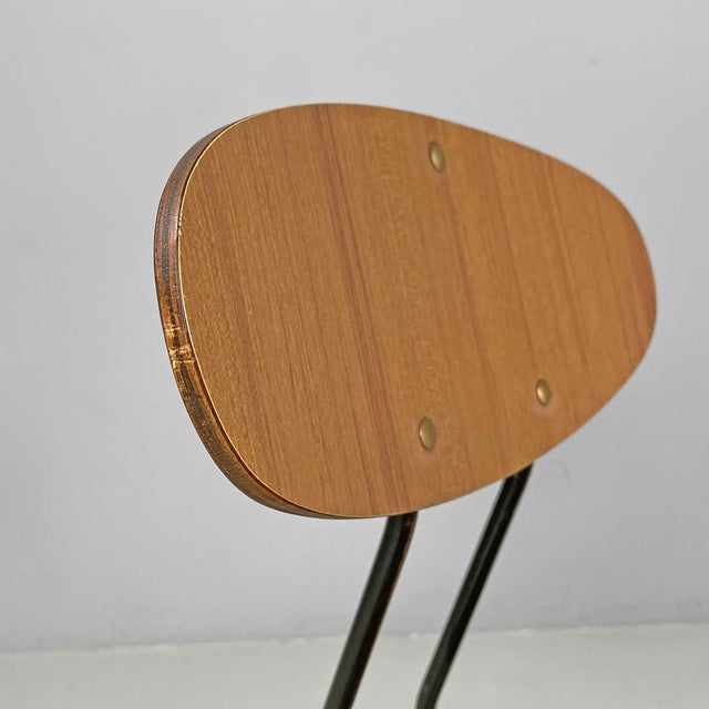 Mid-Century Modern Italian Chairs in Brown Formica and Black Metal, 1960s, Set of 6 For Sale - Image 9 of 18