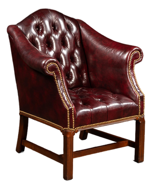 Vintage Burgundy Tufted Leather Chesterfield Club Chair