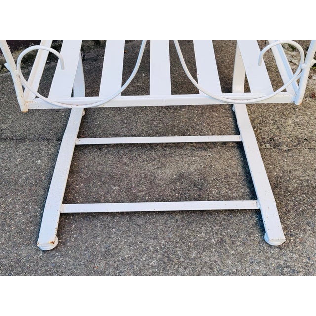 Vintage 1960s White Wrought Iron Cantilever Lounge Chair For Sale - Image 10 of 10
