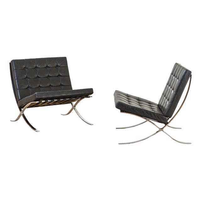 Mod. Mr90 Barcelona Lounge Chairs by Ludwig Mies Van Der Rohe for Knoll Inc. / Knoll International, 1960, Set of 2 For Sale