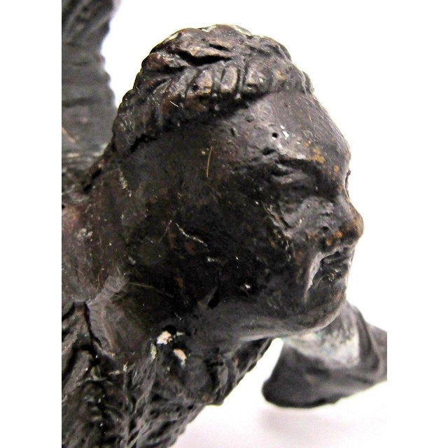 Matched Pair of Vintage Boho Patinated Bronze Acrobat Candle Holders For Sale - Image 13 of 16