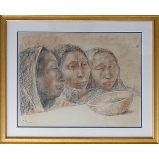 Charcoal & Pastel on Paper by Francisco Zúñiga (1912-1988) Signed 1964 For Sale