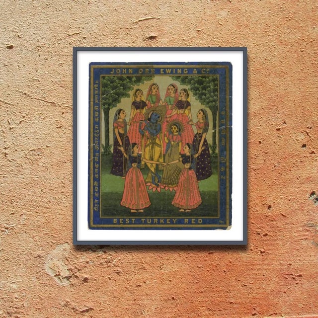 Indian Vintage Dancing Ladies Indian Trade Label Print For Sale - Image 3 of 4