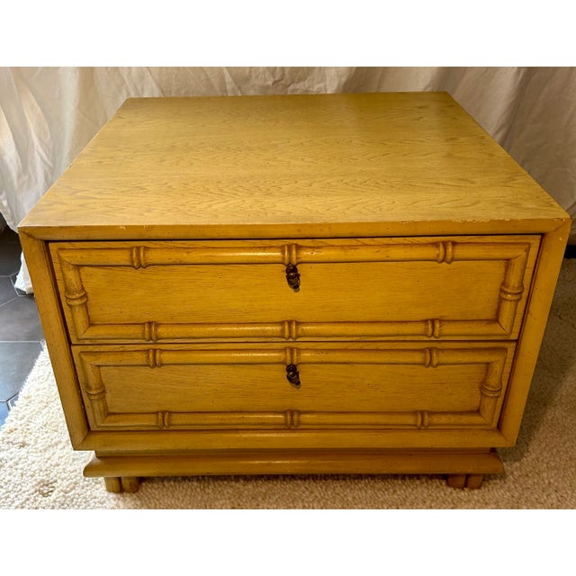 Vintage Chinoiserie Faux Bamboo Two Drawer End Table by American of Martinsville For Sale - Image 10 of 10