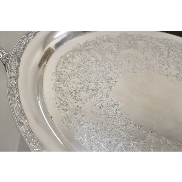 Antique Victorian Rose Wm Rogers & Son Oval Silver Plated Platter Tray For Sale In Philadelphia - Image 6 of 12