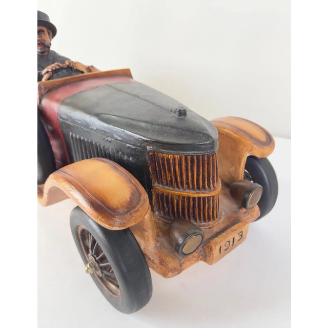 Antique 1913 Model Touring Car and Driver Wooden Hand Painted Sculpture For Sale - Image 9 of 12