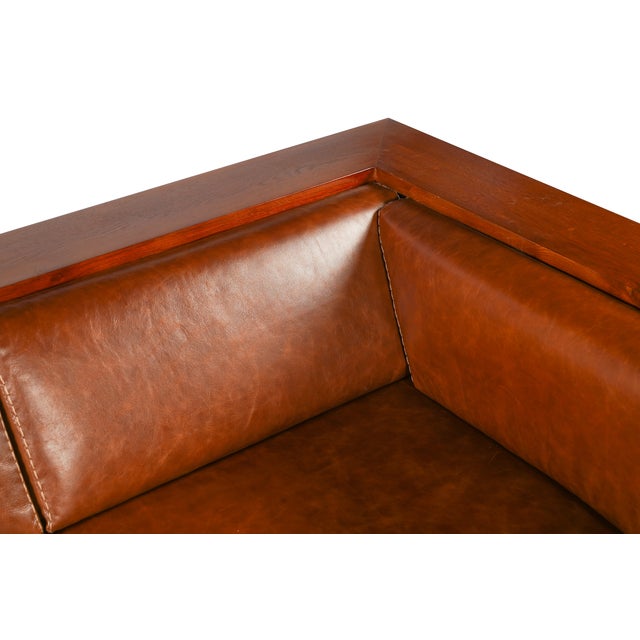 Mission / Craftsman Cubic Slat Side Sofa - Chestnut Brown Leather For Sale In Chicago - Image 6 of 6
