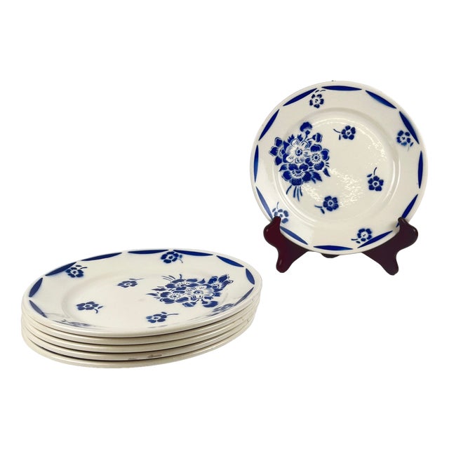 Vintage Semi-Porcelain Dessert Plates from Badonviller, 1920s, Set of 6 For Sale