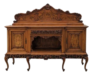 Continental Carved Walnut Sideboard With Sculptural Apron