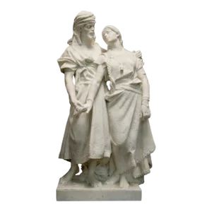 Important Orientalist Marble Figure of Two Lovers Signed P. Carados