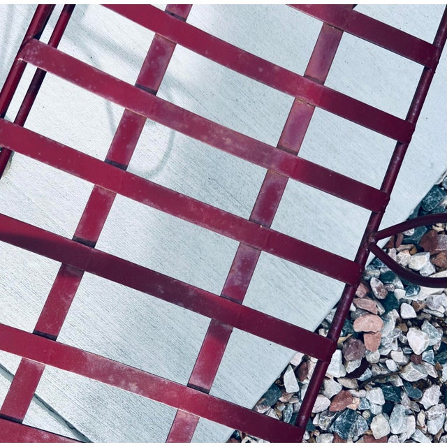 Brick Red Vintage Iron Garden Bench For Sale - Image 8 of 10