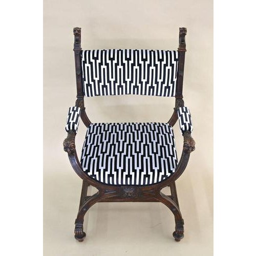 One of kind 19th century Renaissance revival so-called "Savonarola" armchair from the period around 1860 in Austria. This...