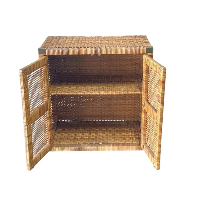 Campaign Vintage Rattan Two Door Chest, Campaign/ Regency Style, Boho For Sale - Image 3 of 12
