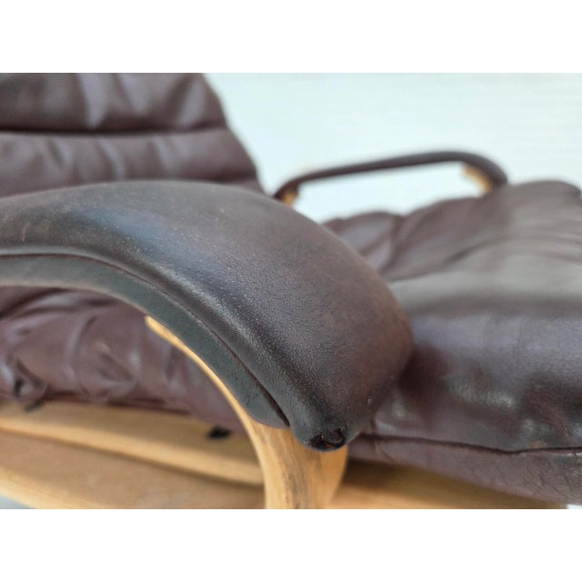 Danish Leather and Bentwood Lounge Chair by Georg Thams for Bramin, 1970s For Sale - Image 13 of 18