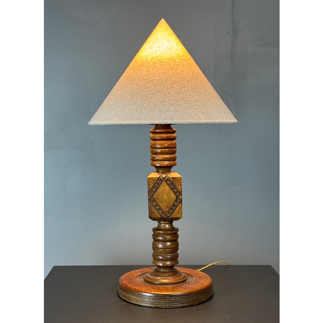 A gorgeous French modernist handcrafted table lamp with new lampshade, ca 1950s. These lamps are often named in the style...