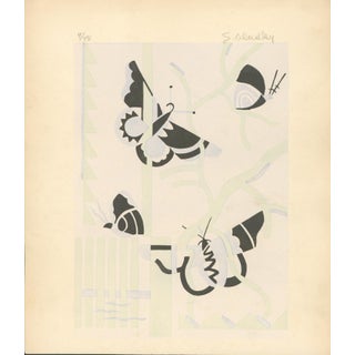 1970s S. Alandlay Signed Limited Edition Modernist Butterfly Print – 4/48 For Sale
