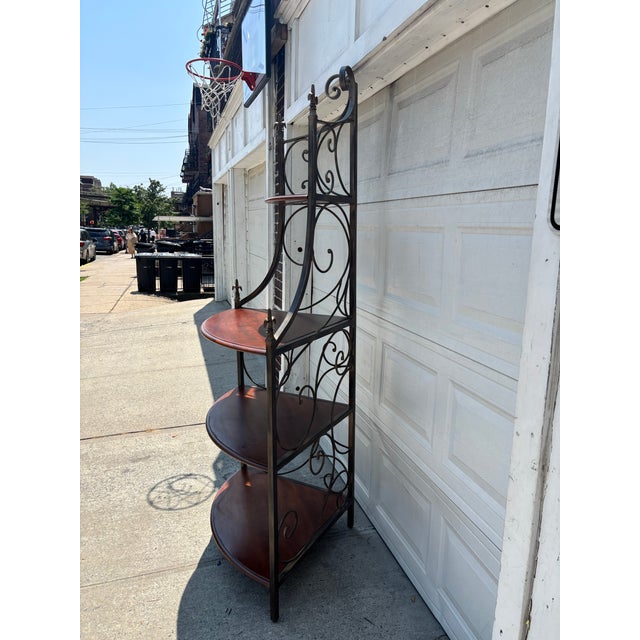 Drexel Heritage Late 20th Century Drexel Heritage French Country Wrought Iron & Wood Corner Etagere, Attributed For Sale - Image 4 of 11
