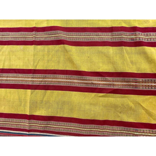 Very nice mid-century long silk woven tissue with a tribal design and beautiful colors with a yellow field, red, green and...