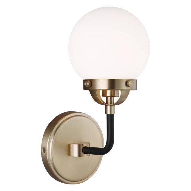 Transitional Ian Fowler By Visual Comfort Studio Cafe 1-Light Bath Vanity Sconce in Satin Brass For Sale - Image 3 of 3