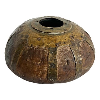 Antique Wood & Brass India Tobacco Container For Sale