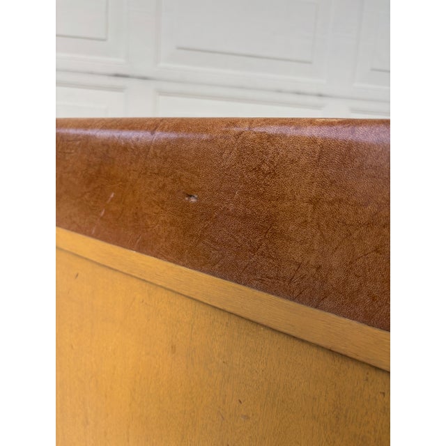 Rare Edward Wormley Dunbar Leather Top Waterfall Desk Mid Century Modern For Sale - Image 12 of 16