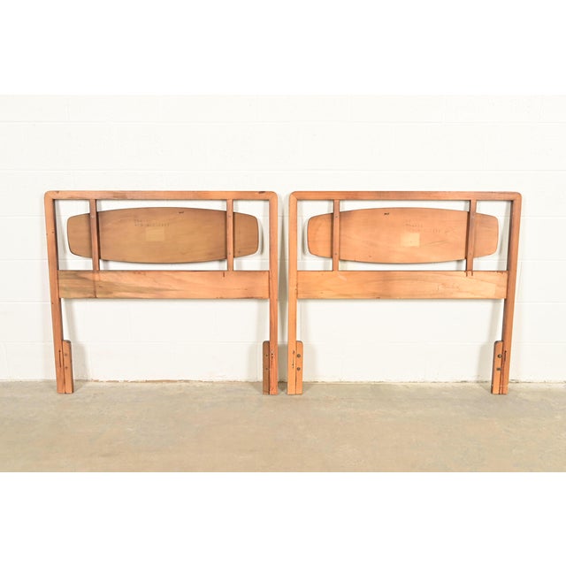 Lane Rhythm Mid-Century Modern Sculpted Walnut Twin Size Headboards, Pair For Sale - Image 9 of 10